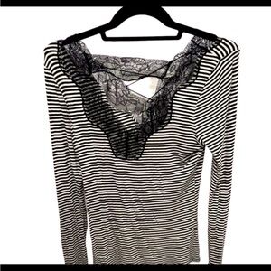 NEW Jessica Simpson lace detail striped long sleeve shirt